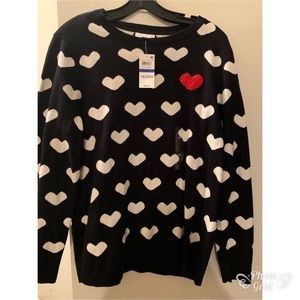 Charter club black sweater with hearts